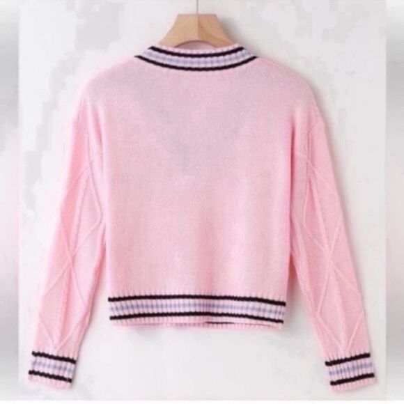 New Pink Striped Pattern Sweater size Small - Picture 2 of 15